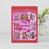 Valentijnsdag dansende koppels "feestbeesten" kaart (Staand voorkant)