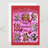 Valentijnsdag dansende koppels "feestbeesten" kaart (Voorkant / Achterkant)