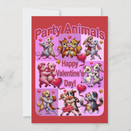 Valentijnsdag dansende koppels "feestbeesten" kaart