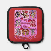 Valentijnsdag dansende koppels "feestbeesten" pannenlap (Voorkant)