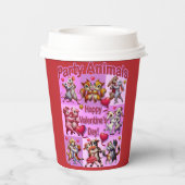 Valentijnsdag dansende koppels "feestbeesten" papieren bekers (Achterkant)