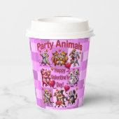 Valentijnsdag dansende koppels "feestbeesten" papieren bekers (Achterkant)