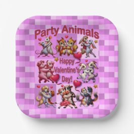Valentijnsdag dansende koppels "feestbeesten" papieren bordje