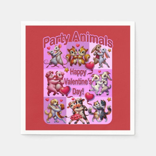 Valentijnsdag dansende koppels "feestbeesten" servet (Voorkant)