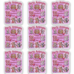 Valentijnsdag dansende koppels "feestbeesten" sticker