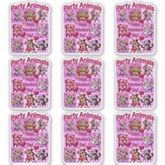 Valentijnsdag dansende koppels "feestbeesten" sticker (Voorkant)