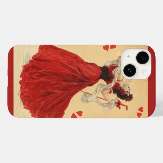 Valentijnsdag, Dansende Lady Red Hearts Case-Mate iPhone Case (Achterkant (horizontaal))