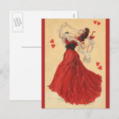  Valentijnsdag, Dansende Lady Red Hearts Feestdagenkaart (Voorkant / Achterkant)