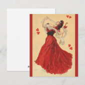  Valentijnsdag, Dansende Lady Red Hearts Feestdagenkaart (Voorkant / Achterkant)