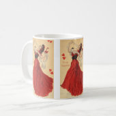  Valentijnsdag, Dansende Lady Red Hearts Koffiemok (Voorkant links)