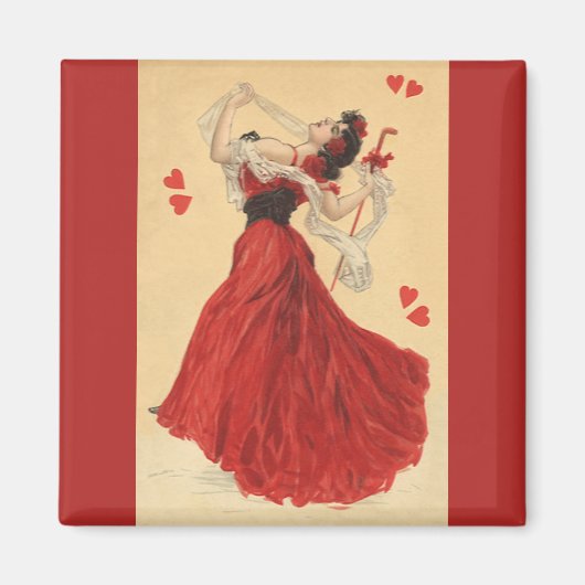Valentijnsdag, Dansende Lady Red Hearts Magneet (Voorkant)