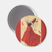  Valentijnsdag, Dansende Lady Red Hearts Magneet (Voorkant / Achterkant)