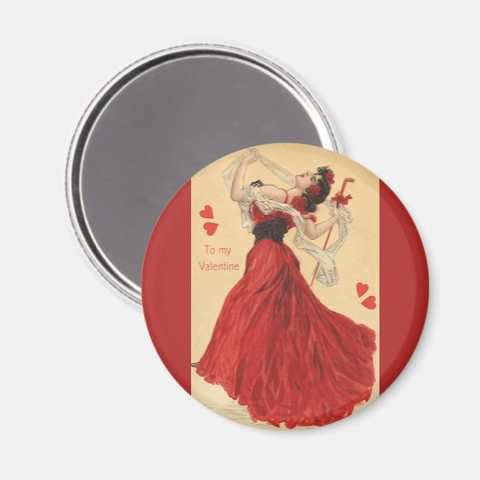  Valentijnsdag, Dansende Lady Red Hearts Magneet (Voorkant / Achterkant)