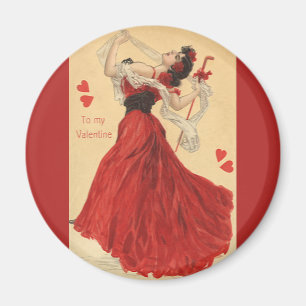 Valentijnsdag, Dansende Lady Red Hearts Magneet