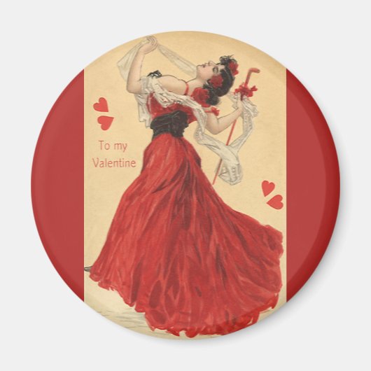  Valentijnsdag, Dansende Lady Red Hearts Magneet (Voorkant)