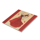  Valentijnsdag, Dansende Lady Red Hearts Tegeltje (Zijkant)