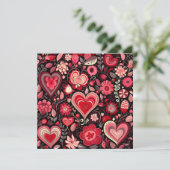 Valentijnsdag decoratief hart feestdagenkaart (Staand voorkant)