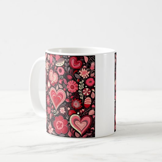 Valentijnsdag decoratieve hartcollage koffiemok (Voorkant links)