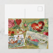 Valentijnsdag Decoupage, Angels, Flower Feestdagenkaart (Voorkant / Achterkant)