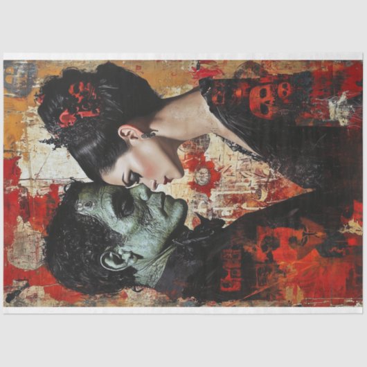 Valentijnsdag Decoupage Bruid van Frankenstein Tissuepapier (Voorkant)