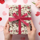 Valentijnsdag Decoupage  Hart Bloemen Cadeaupapier