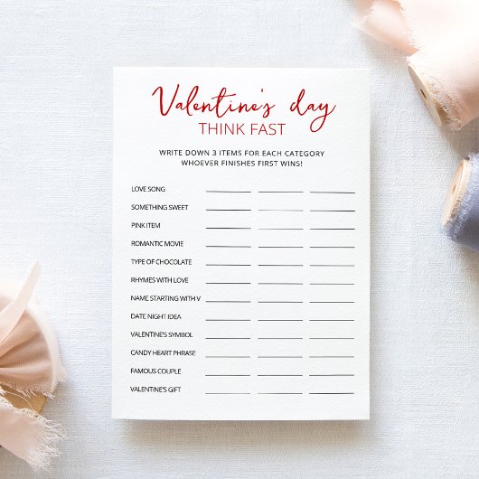 Valentijnsdag Denk snel, denk snel partij Kaart