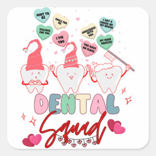 Valentijnsdag Dental Squad Coworkers Groep Match Vierkante Sticker