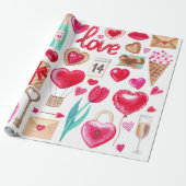 Valentijnsdag Design Cadeaupapier (Uitgerold)