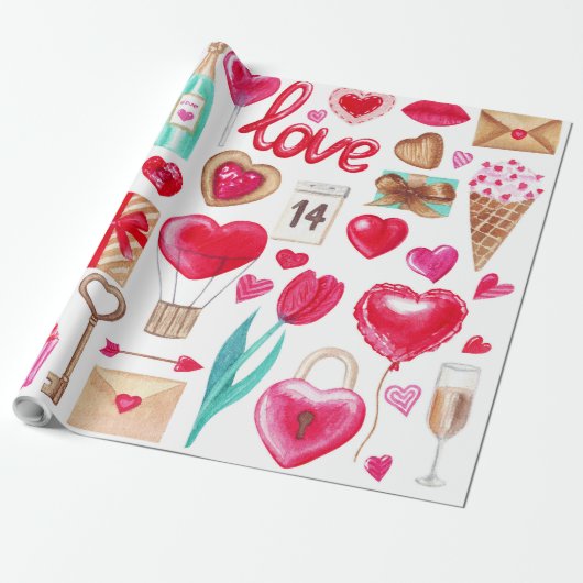 Valentijnsdag Design Cadeaupapier (Uitgerold)