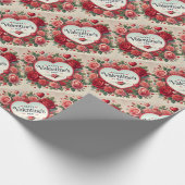 Valentijnsdag Design met Rozen en harten Cadeaupapier (Hoek)