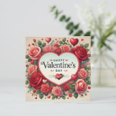 Valentijnsdag Design met Rozen en harten Feestdagenkaart (Staand voorkant)