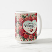 Valentijnsdag Design met Rozen en harten Koffiemok (Voorkant rechts)