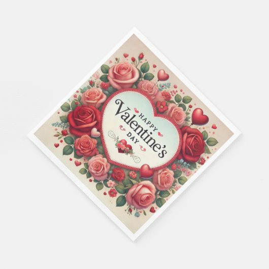 Valentijnsdag Design met Rozen en harten Servet (Hoek)