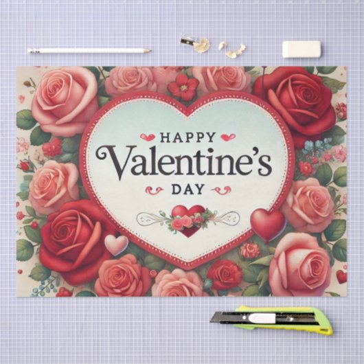 Valentijnsdag Design met Rozen en harten Tissuepapier (Craft)