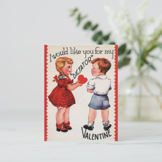 Valentijnsdag  dictator briefkaart (Staand voorkant)