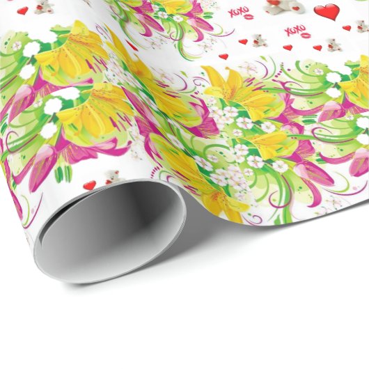 Valentijnsdag die Teddy Bear verpakt Cadeaupapier (Rol Hoek)