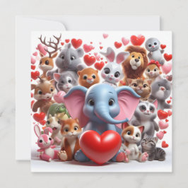 Valentijnsdag Dieren met Harten Feestdagenkaart