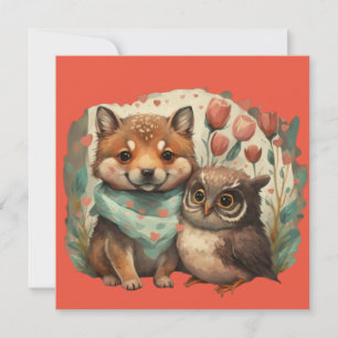Valentijnsdag dieren verliefd kaart