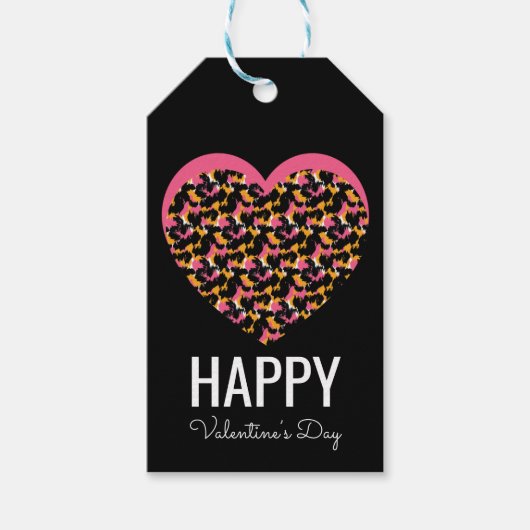 Valentijnsdag Dierenprint Hart Hart  Cadeaulabel (Voorkant)