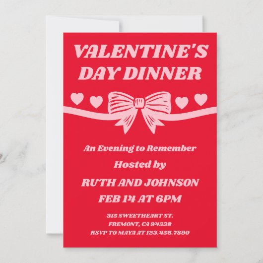 Valentijnsdag diner evenement kaart (Voorkant)