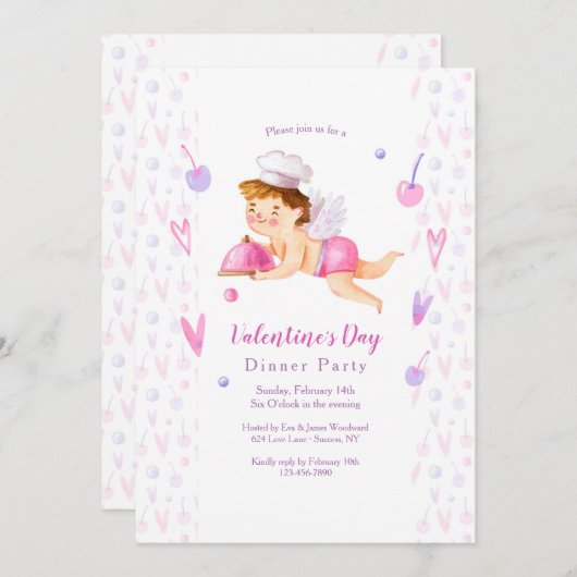 Valentijnsdag Diner Uitnodiging (Voorkant / Achterkant)