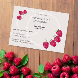 Valentijnsdag dinerfeest waterverf framboos feestdagenkaart