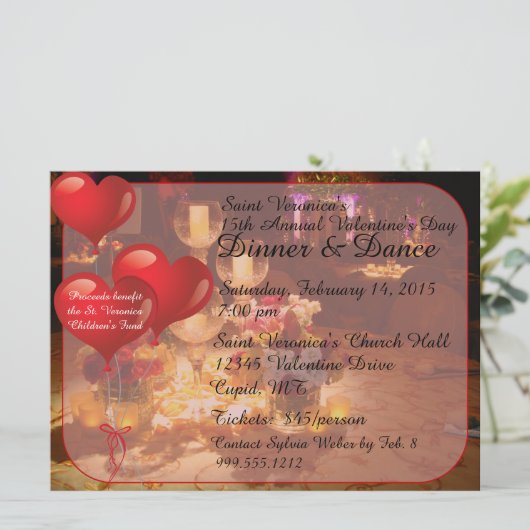 Valentijnsdag Dinner Dance Invitations Kaart (Staand voorkant)