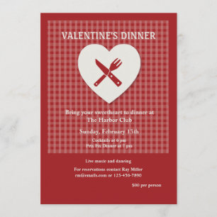 Valentijnsdag Dinner Invitation Kaart