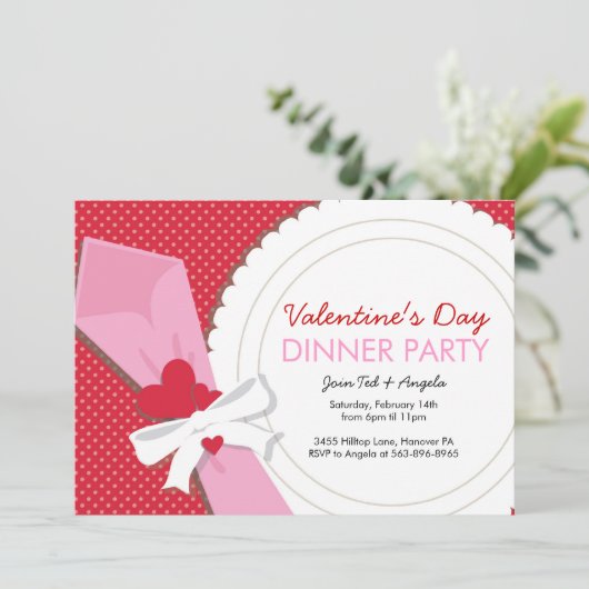 Valentijnsdag Dinner Party Kaart (Staand voorkant)