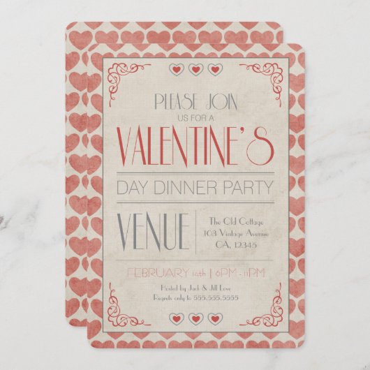  Valentijnsdag Dinner Party Kaart (Voorkant / Achterkant)