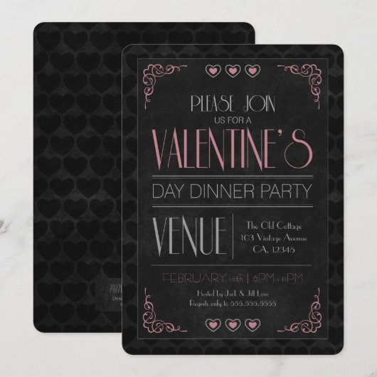  Valentijnsdag Dinner Party-uitnodigingen Kaart (Voorkant / Achterkant)