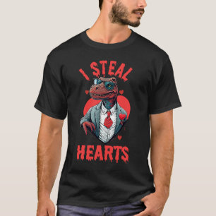 Valentijnsdag Dinosaur I Steal Hearts Boys Man L T-shirt