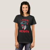 Valentijnsdag Dinosaur I Steal Hearts Boys Man L T-shirt (Voorkant volledig)