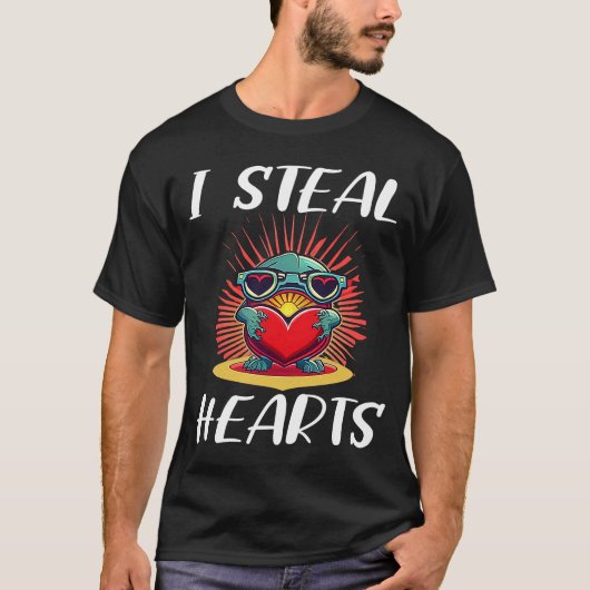 Valentijnsdag Dinosaur I Steal Hearts Boys Mannen T-shirt (Voorkant)